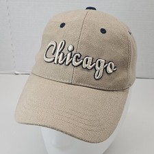 Chicago Hat Tan Adjustable Strapback Embroidered Script Acrylic Cap Illinois