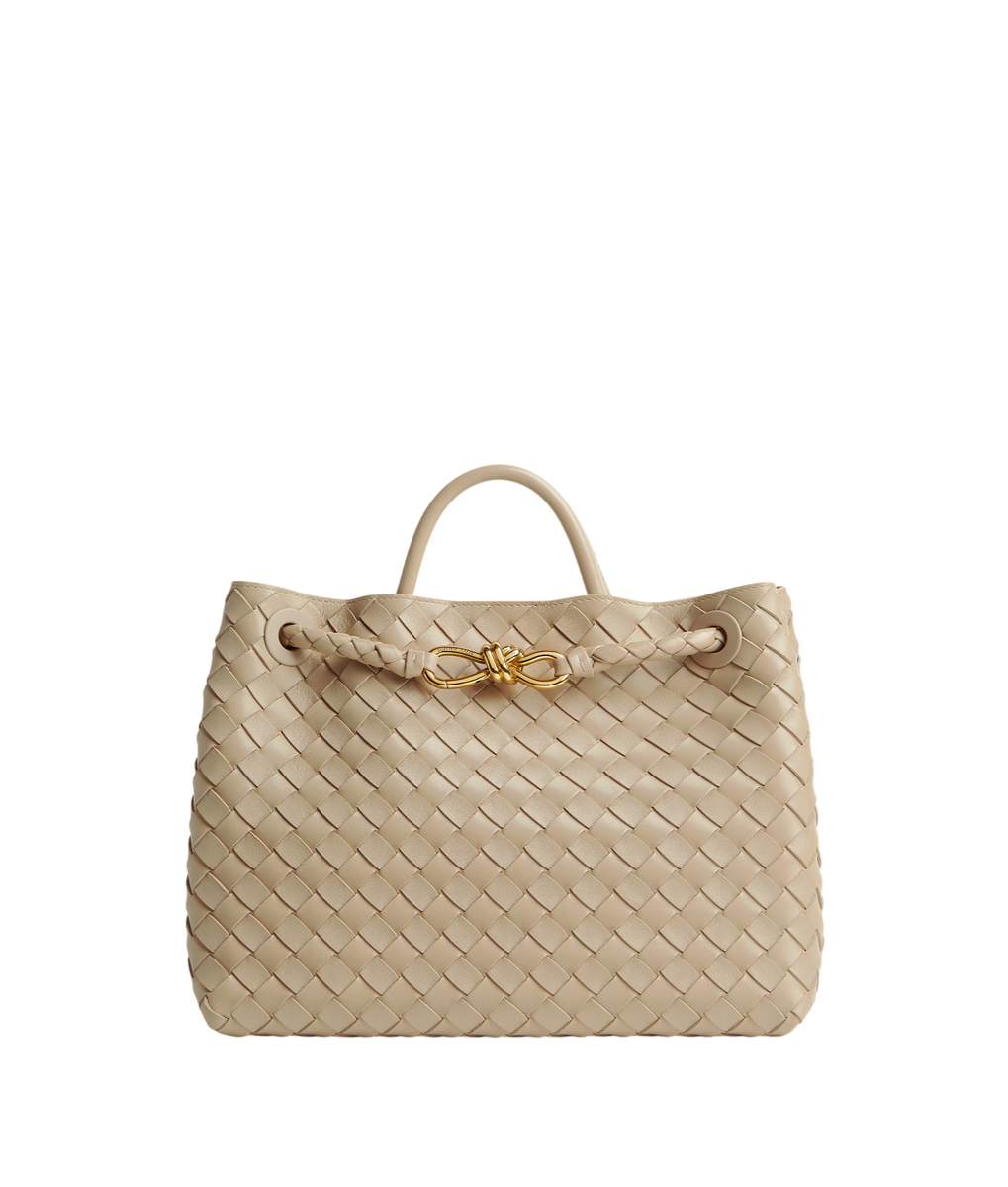 BOTTEGA VENETA Andiamo Medium $5700 Ecru Leather Top Handle Bag