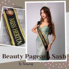 Custom Embroidered Rhinestone Pageant SATIN Sash
