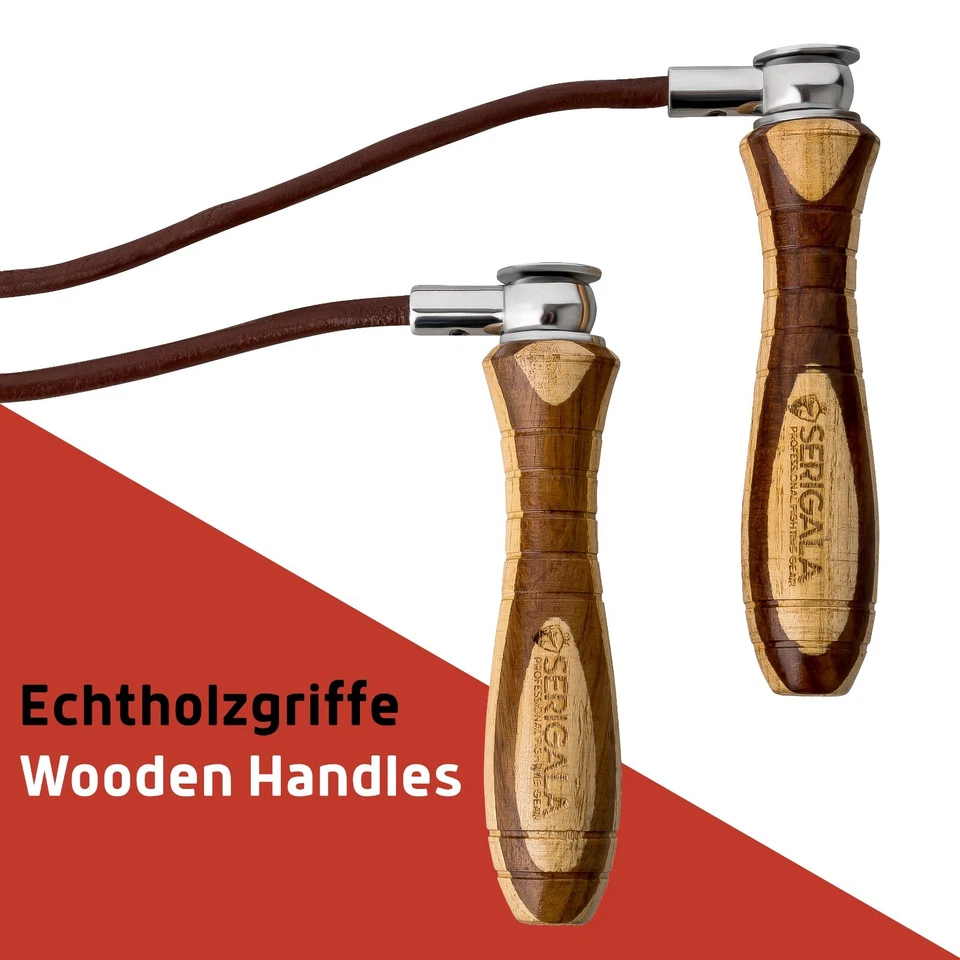 Profi Springseil Erwachsene Leder Holzgriff Retro Skipping Rope Boxen Sprungseil - Bild 2 von 4