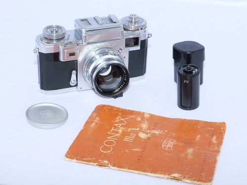 Vintage Zeiss Contax IIIa 35mm Rangefinder Camera. Sonnar 50mm F/1.5 lens. CLA'D