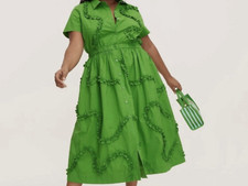 NWT Kate spade new york x Target Striped Ribbon Accent Shirt Dress Size M Green