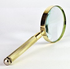 Magnifying Glass Reading Magnifier Metal Gilded around 1970 R1055