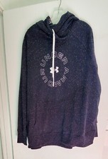 Under Armour Womens Logo Fleece Hooded Sweatshirt Black/White Sz 1X - NWT