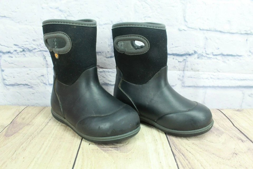 Bogs Classic Solid Kids Black Rubber Pull On Waterproof Rain Boots Size 9 Youth - Image 3 of 4