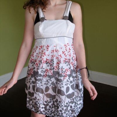 Kenzie Floral Cotton Sun Dress Mod Danish Modern Leaf Print Urban Chic Retro 6 S