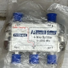 Perfect Vision PV23-404 Port Power Passing 4-Way Splitter 2300 mhz w/ Screws