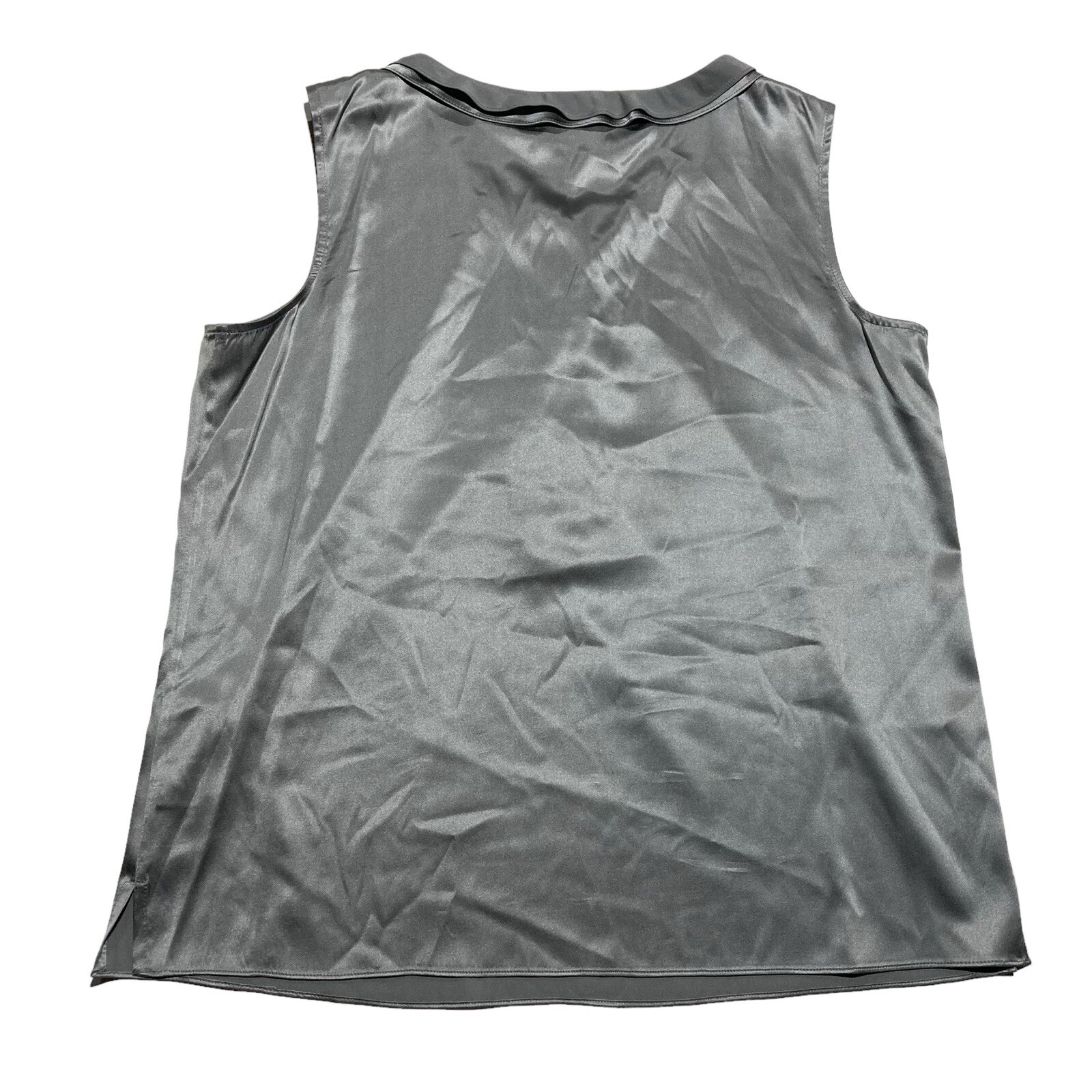 Talbots Solid Gray Silk Henley Neck Sleeveless St… - image 2