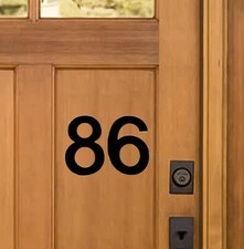 Stick-On House Numbers - No 86 - Satin Black - 10cm - Door, Fence, Gate