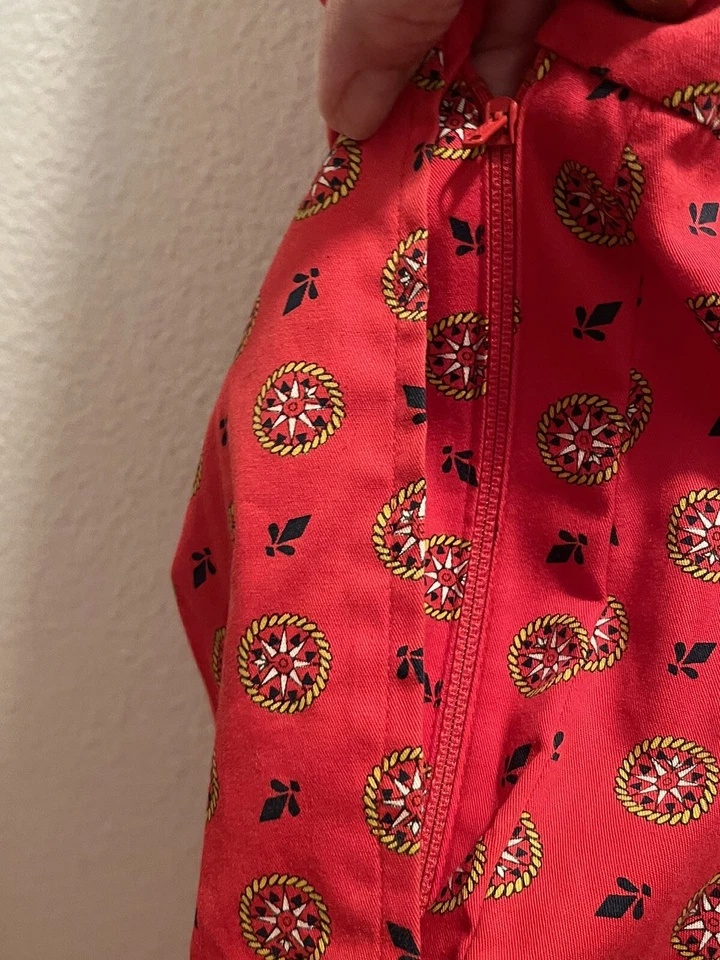 Vestido Náutico Bryn Connelly De Colección Años 90 Rojo 100% Algodón Talla 10 Hecho en Japón Foto 4 de 4