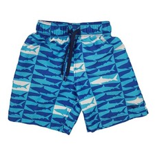 Speedo Boys Swim Trunks Shorts Drawstring Elastic Waist Shark Print Blue Size XS