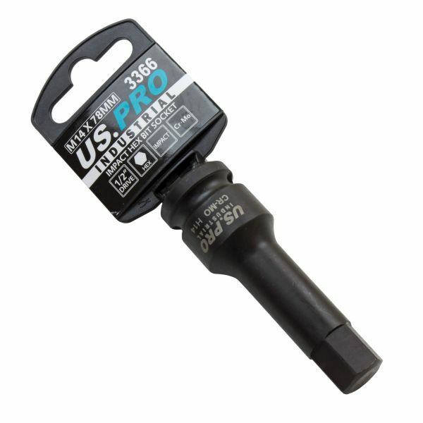 1/2"" Drive 14mm HEX BIT IMPACT SOCKET Length 78mm by US PRO INDUSTRIAL