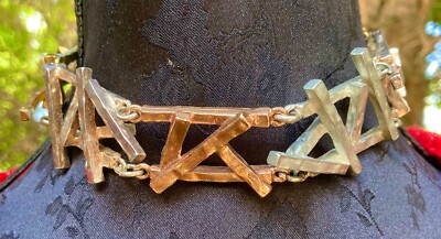 Collier Vintage Signé BICHE DE BERE - Moderniste, Tirage Limité 66/147, Métal 3 Couleurs, Excellent état