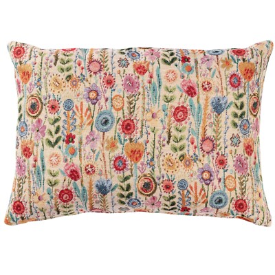 Secret Garden Wandteppich Boudoir Kissen. Buntes Wildblumen Design. 17x12''