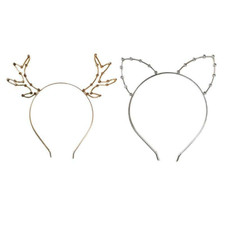 Rhinestone Cat Headband Animal Reindeer Antlers Crystal Hairband Christmas Props