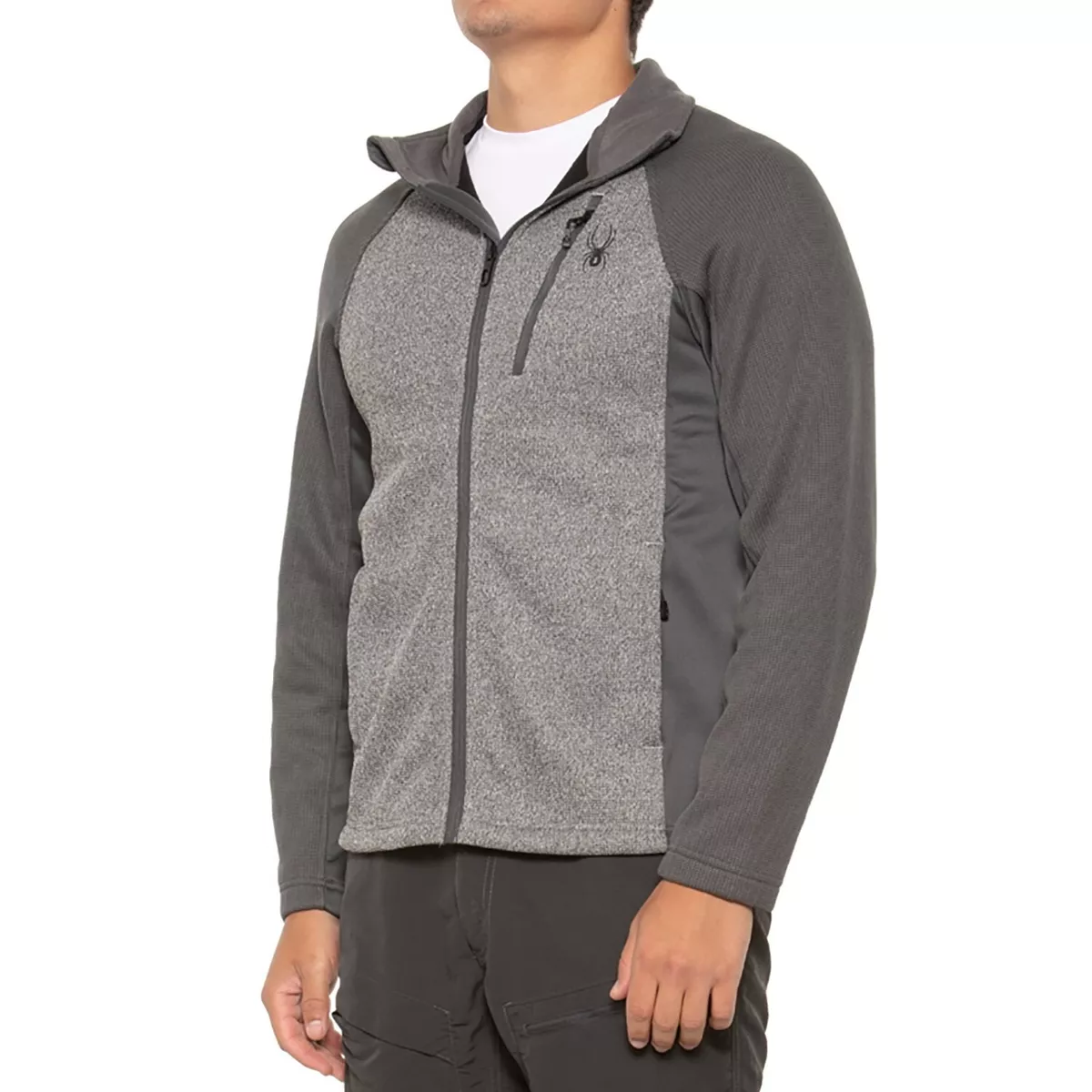 Spyder Raider 2.0 Fleece Jacket Waffle-knit Polyester Gray Full Zip Mens  size M | eBay
