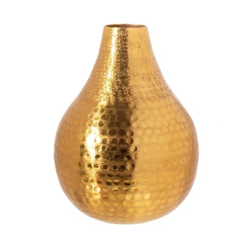 Gehämmertes Gold Metall birnenförmige Vase Wohnkultur L20 x B25 x H20 cm  - Bild 1 von 3