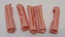 Five Rare Old Unusual Pink Plastic 3" Perm Rods Vintage Hair Styling Curlers