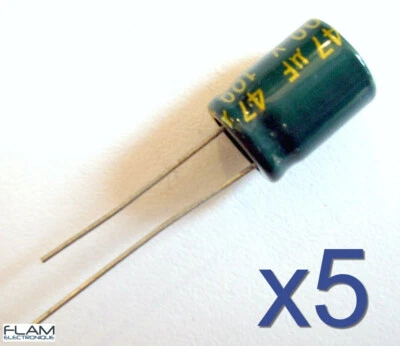CHONGX 5x Condensateur 100V 47uF LOW ESR électrolytique Aluminium capacitor 8x13mm