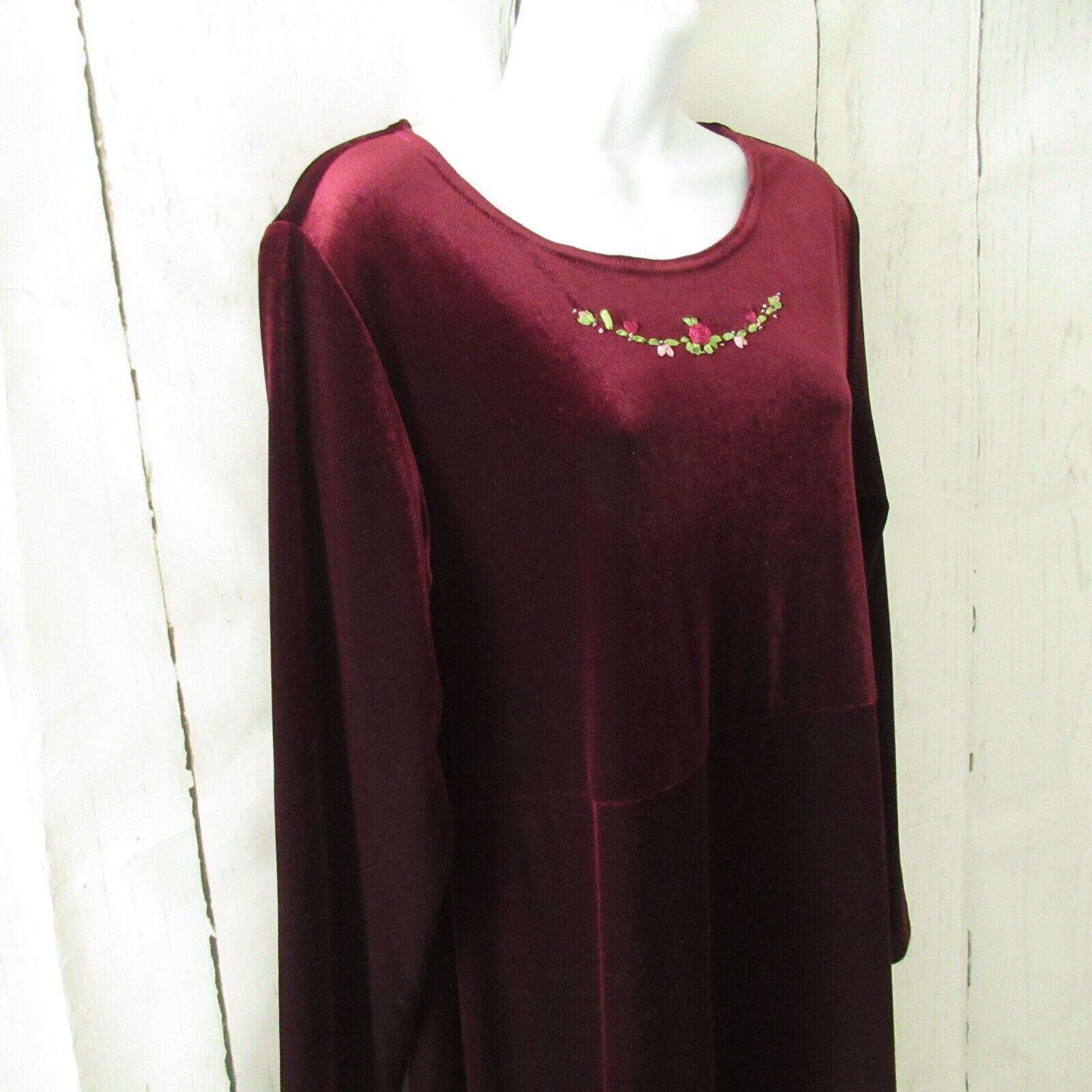 Coldwater Creek Maxi Dress M Medium Burgundy Velv… - image 3