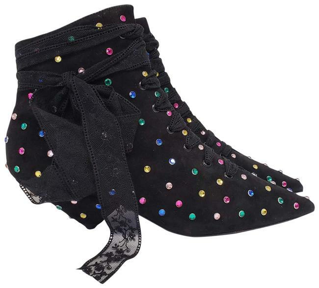 Nuovi Stivaletti Saint Laurent Paris Blaze 45 cristalli pelle scamosciata nera 36 5 6 5 US