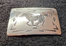 Cowboy Horse Belt Buckle Native Design Cowboy/girl Vtg Chambers Belt Co GTA679