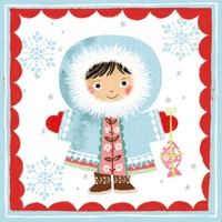 "20 Servietten\"Eskimo\" Inuit Winter Weihnachten*33X33Cm Schnee-Sterne Fisch Inuk"