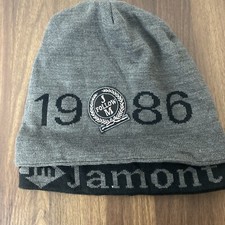 Jamont Black Gray OSFM Knit Cap Snow Ski Beanie 1986