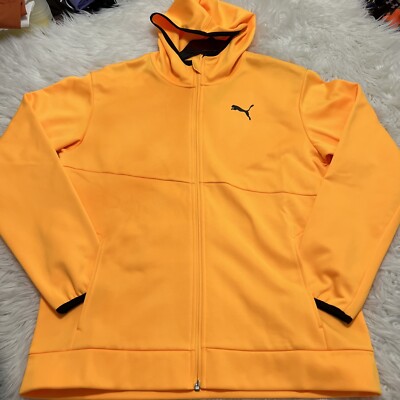 Puma Mens Sz M Track Jacket Hoodie Yellow Train All Day Full Zip 523019-38 $60