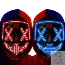 Mask LED Light Up Scary Festival Cosplay Costume Masquerade Parties Carnival