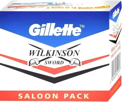 100N Gillette Wilkinson Sword Double Edge Shaving Blade Saloon Pack