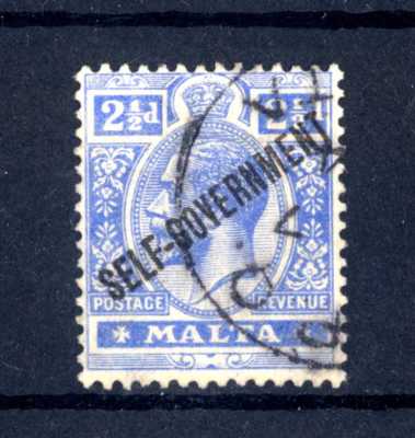 MALTA - 1922 - Bildnisse Georg V. Aufdruck  SELF-GOVERNMENT  21/2 S. (B)