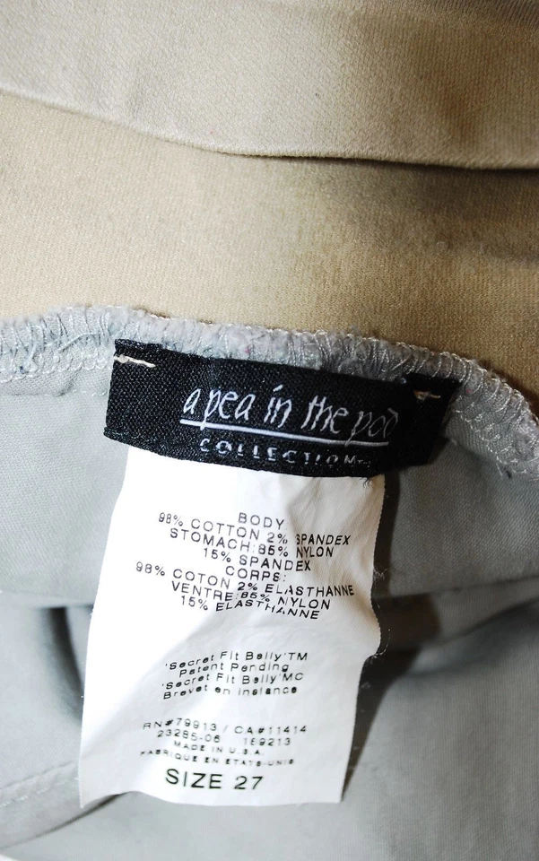 A Pea in a Pod Maternity Skinny Leg Pants - Gray Twill Cotton Full Stretch Panel - Image 3 of 4