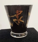 Vtg MCM 1950's Federal Josephine Baker Dancer Cocktail Glass Black 22K Gold Tiki