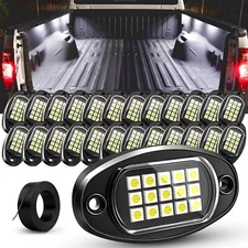 24 Pods Pure White LED Rock Lights Offroad Under Car Truck Underbody Lights Kits