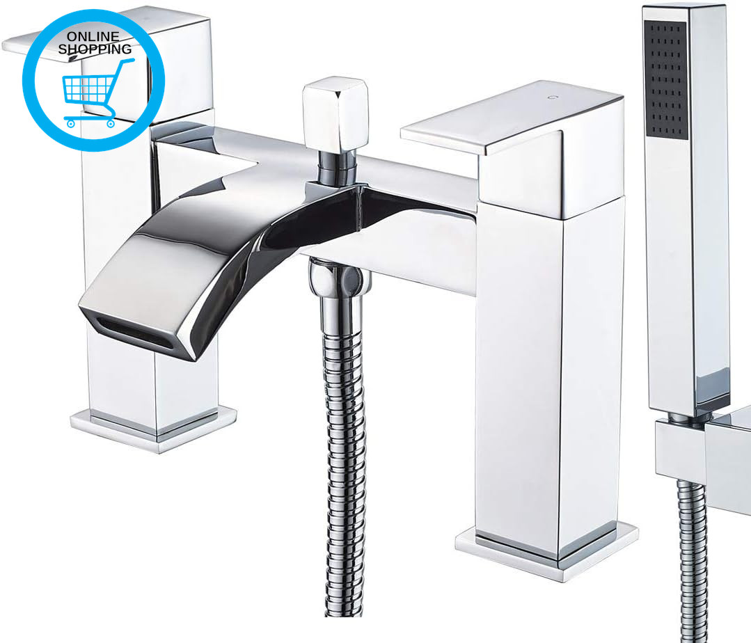 Bath Taps with Shower,Waterfall Bathroom Bathtub Mixer Tap Chrome Brass Dual Lev