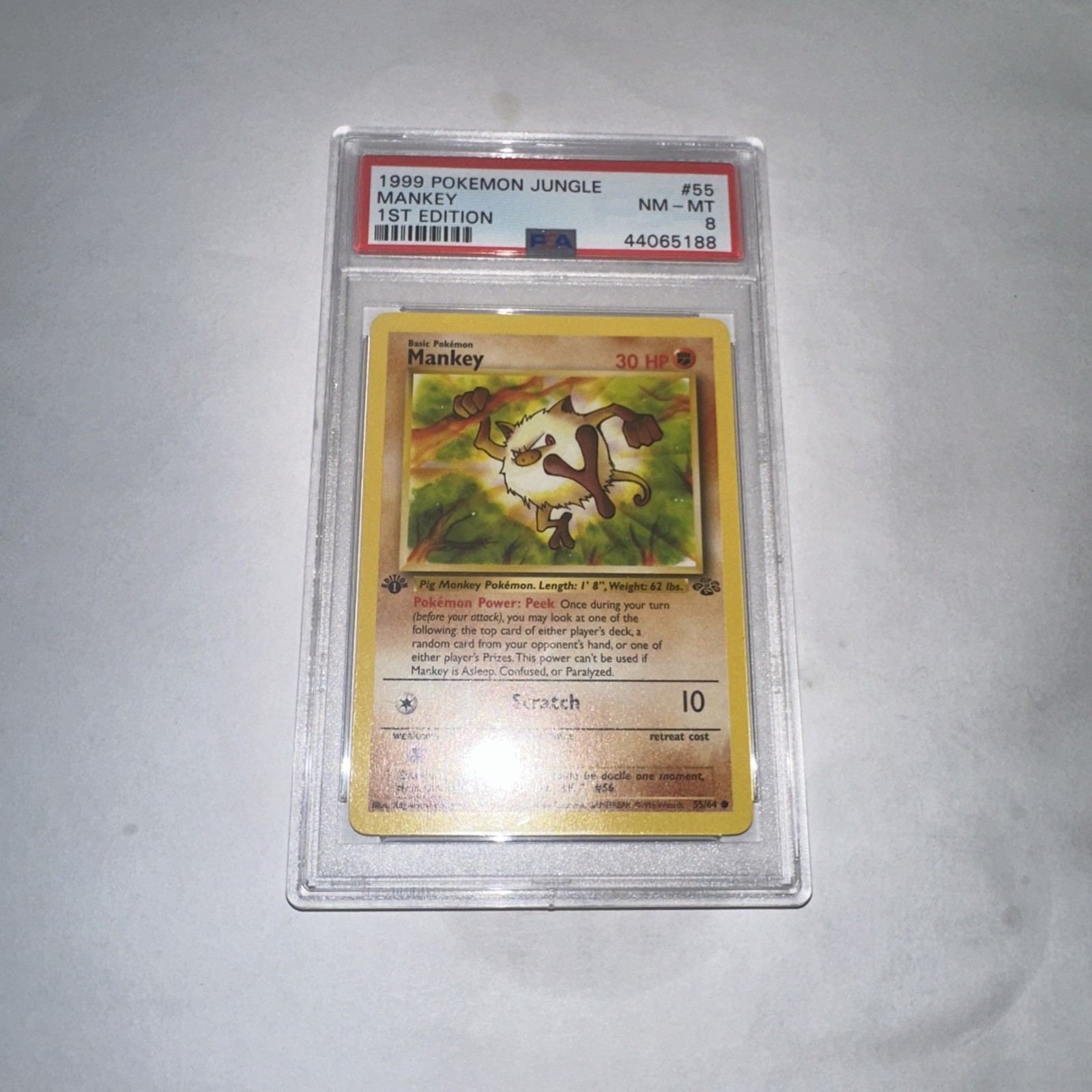 1999 Pokémon Jungle #55 Mankey 1st Edition PSA 8