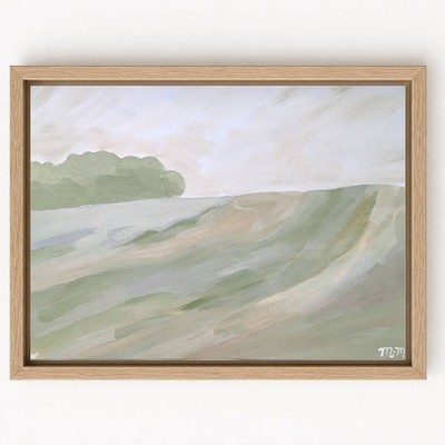 Original Gemälde Ländliche Feldlandschaft gedämpft Acryl auf Baumwolle A4 Expressionist