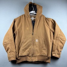 Carhartt 10450 BRN Brown Duck Active Hooded Jacket Quilt Lined Men s Large