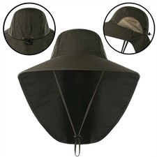 Outdoor Sun 50 UPF Protection Safari Cap Wide Brim Fishing Hat with Neck Flap