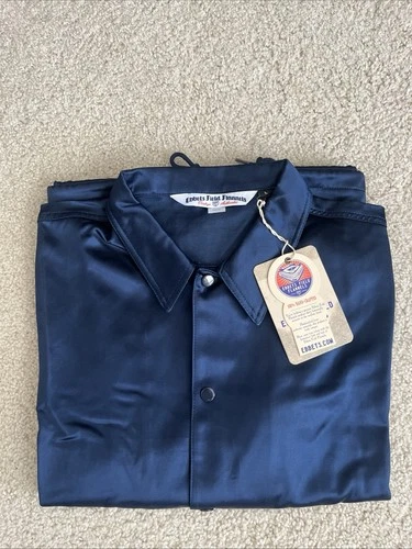 $160 Ebbets Field Flannels Blank Navy Satin Windbreaker Size Large L - product listing photo