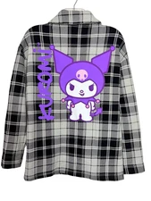 Kuromi by Sanrio HYBRID Shirt /Jacket Adult Size XS Black & White Plaid