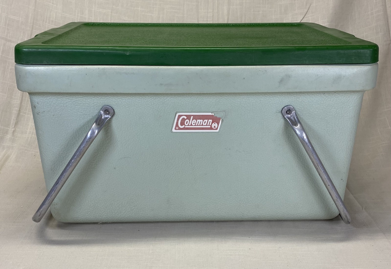 Picnic Basket Style Ice Chest Green Top Metal Handles