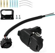 7 Way Trailer Tow Hitch Wiring Plug Receptacle Connector Harness... 