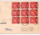 CANADA 1932 FDC Ottawa Reg KGV 3c SURCHARGE *BLOCK*{9} First Day Cover YH453