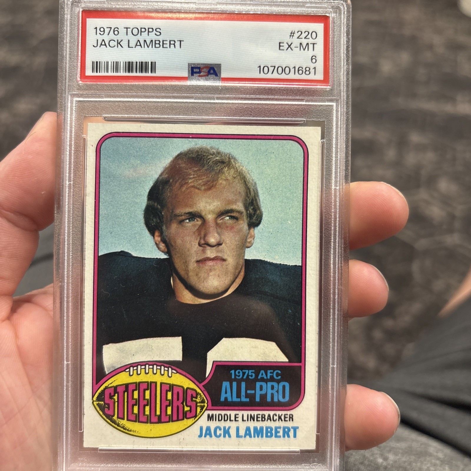 Nice Vintage 1976 Topps Jack Lambert Rookie #220. PSA 6 EX MT.