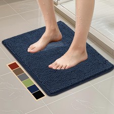 Absorbent Bath Mat Chenille 24x17 Inch Non-Slip Machine Washable Rug Quick Dry