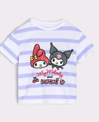 Hello Kitty Kuromi My Melody Mädchen T-Shirt Gr. 110 Baumwolle gestreift 