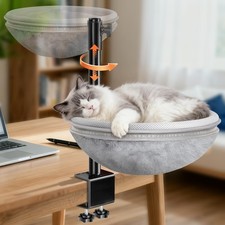 Cat Bed for Desk, Desk with 360 Rotating Height Extra Large, Gray