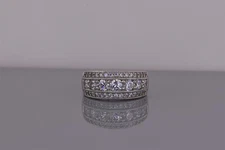 Epiphany Sterling Silver Cubic Zirconia Bordered Tapered Band Ring 925 Sz: 7